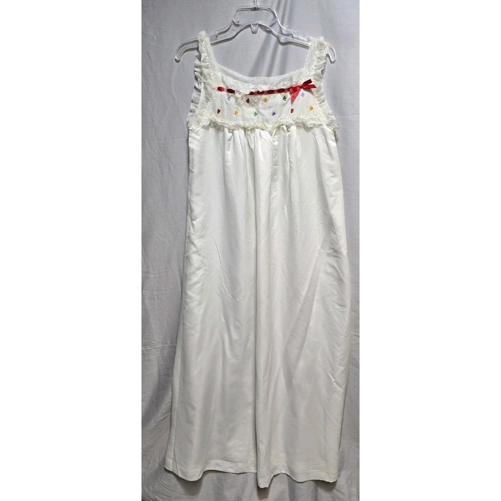 odette barsa Women's Night Gown White Lace Long‎ M